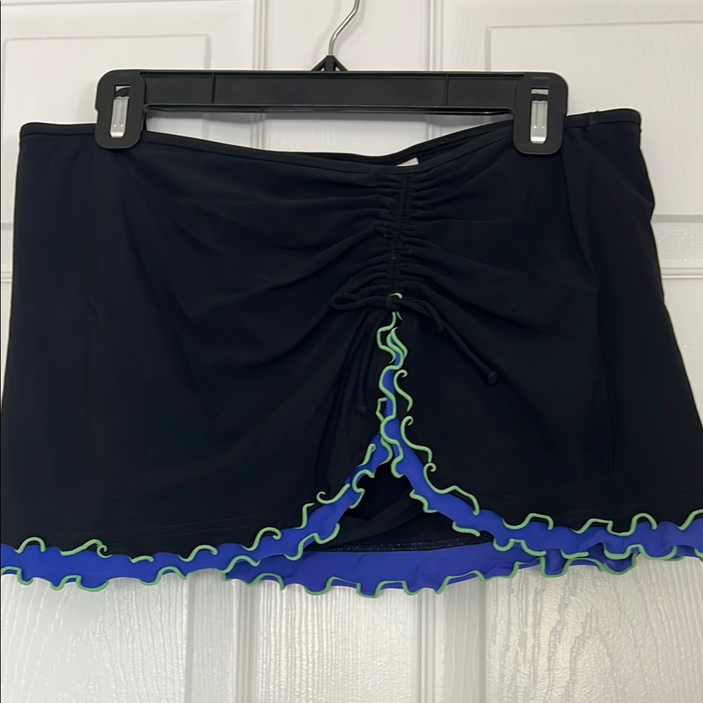 Profile By Gottex Black and Blue Skort  Swimwear
